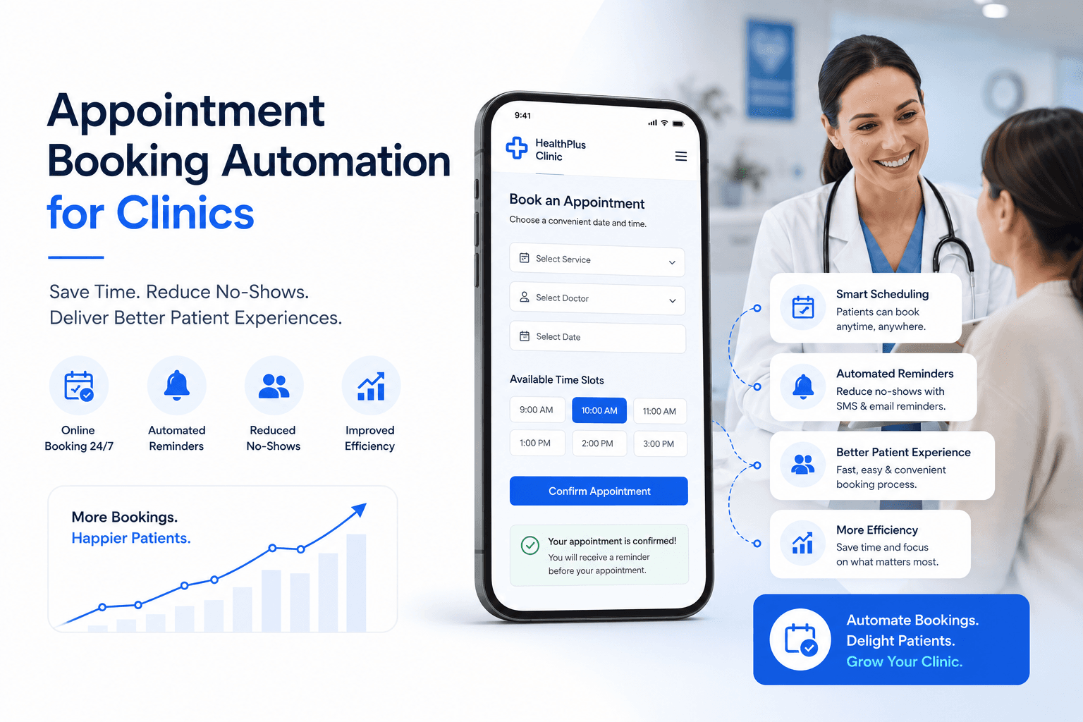 Appointment Booking Automation for Clinics: How to Reduce No-Shows and Manual Follow-Up feature image